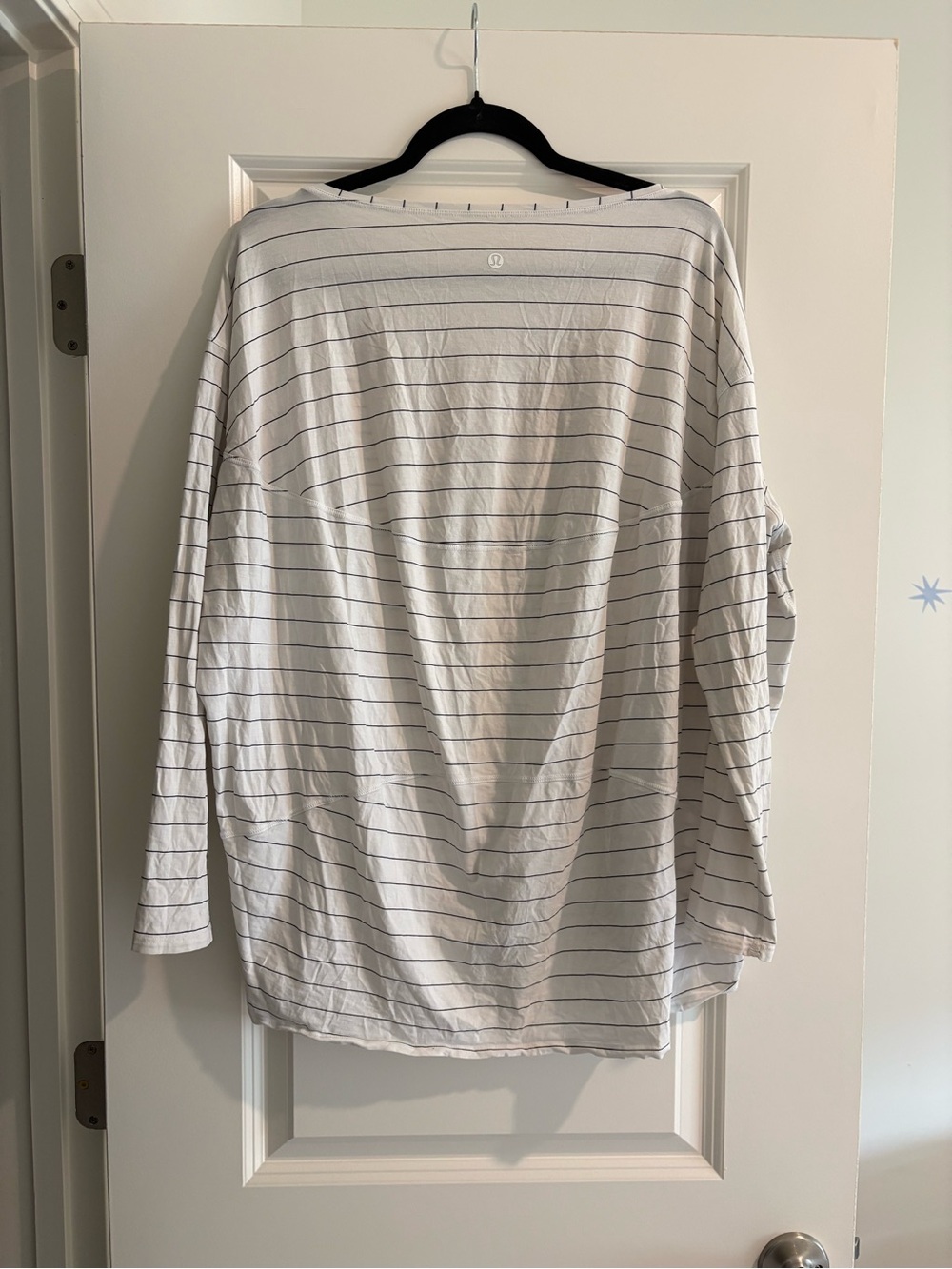 Lululemon Boat neck top, white/black stripe